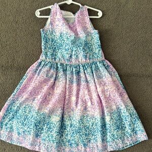 Girls' Sleeveless Blue and Pink Dress